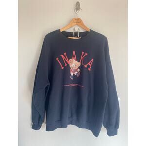 Inaka Power Women’s Bred Teddy Crewneck Sweatshirt Pullover Longsleeve Black 2XL